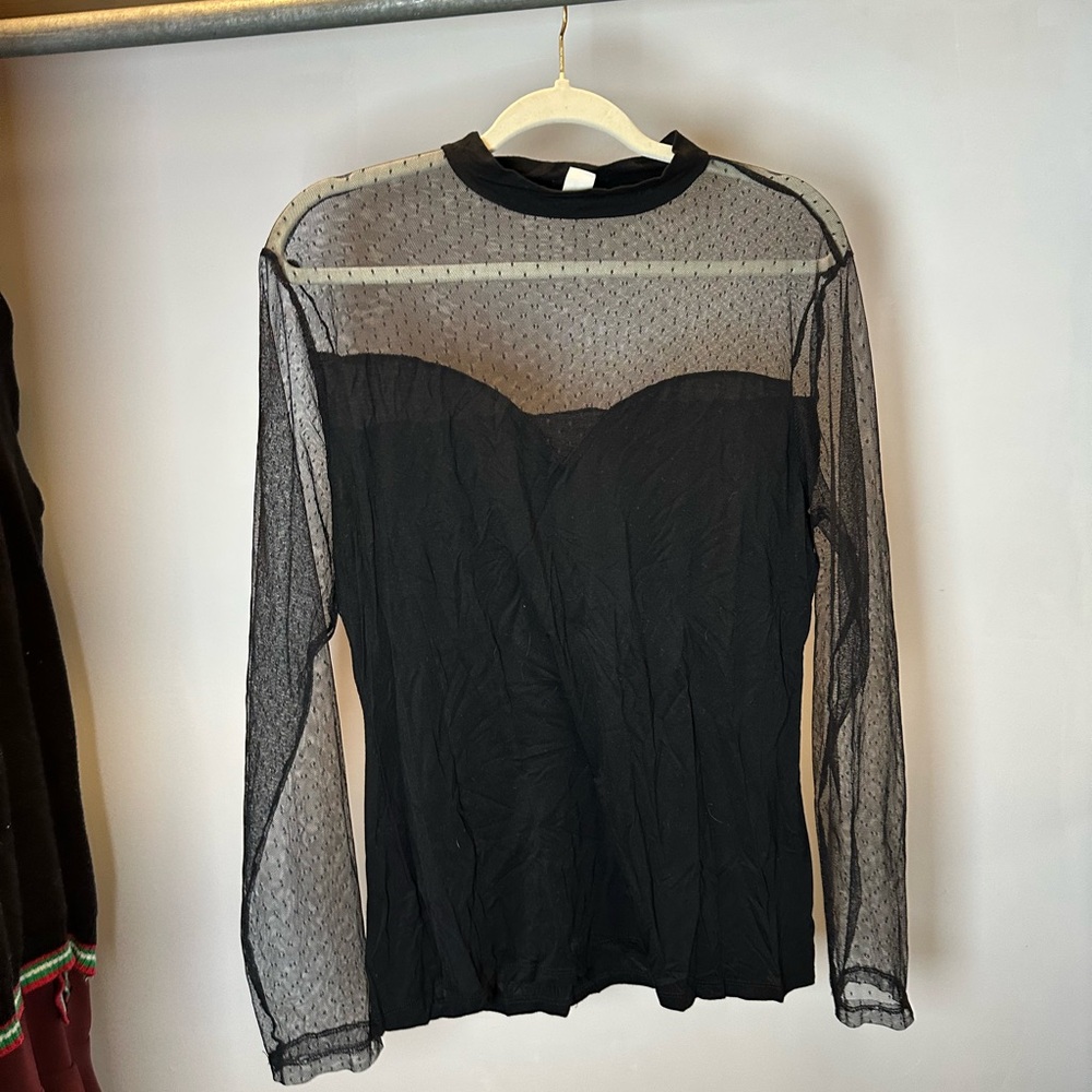 Elegant Black Sheer Women's Top